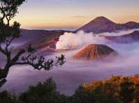 The Sun Rising Over the Volcano and Sorrounding Sea