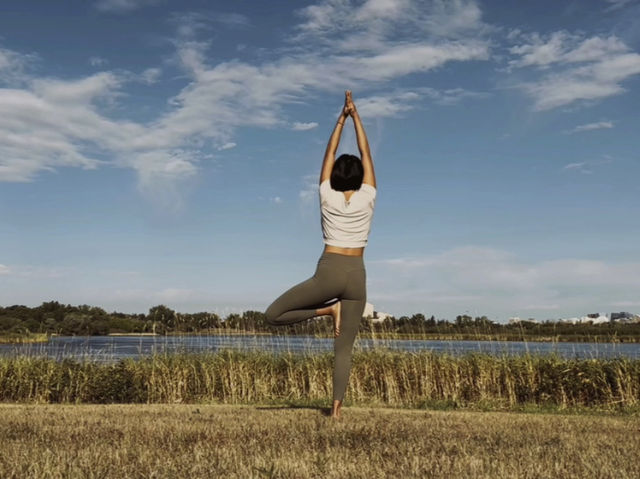 Yoga at Wascana Lake, Regina, Saskatchewan Canada