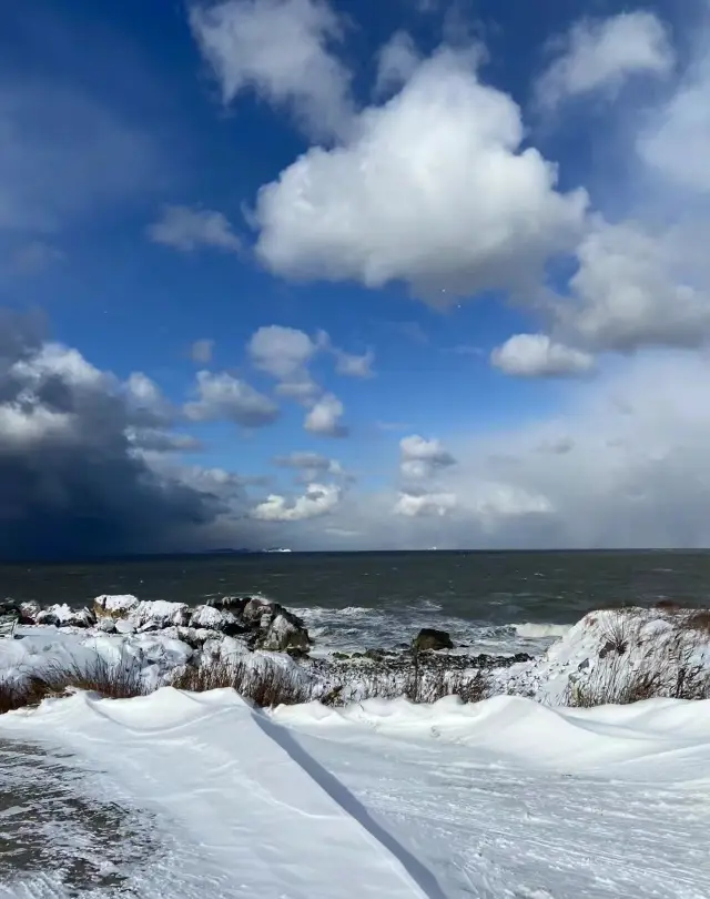 The scenery of Yantai Yangma Island is stunning after the snowstorm!