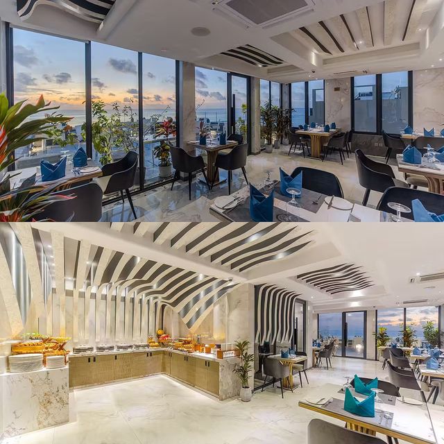 呼魯馬累海洋大酒店正宗海景餐廳，拍照效果非常漂亮！
