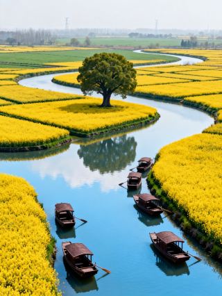 Spring Family Trip! The Water Rapeseed Flower Sea in Xinghua is Stunningly Beautiful
