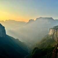 Incredible sunset on top of the Tian Jie mountains