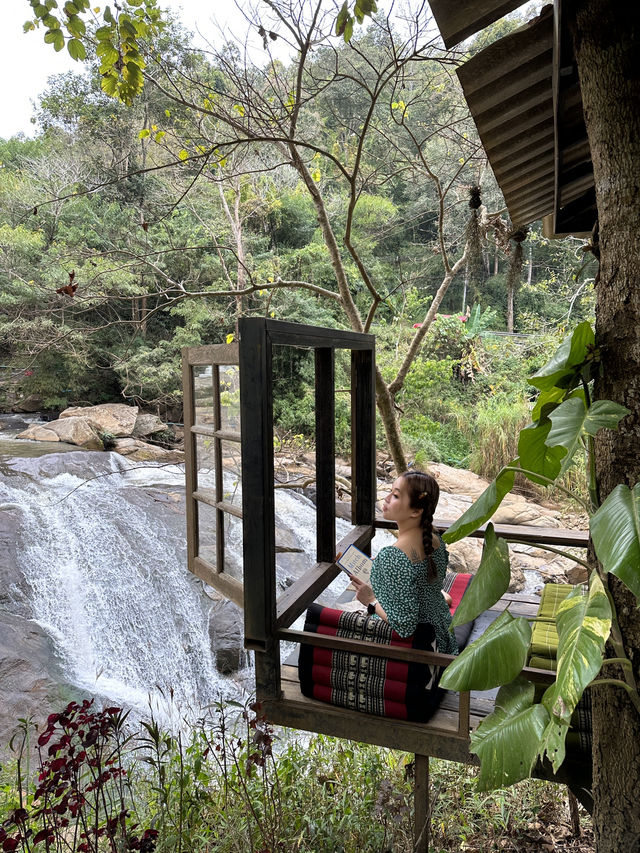 清邁湄林🐘在瀑布懸崖喝咖啡
