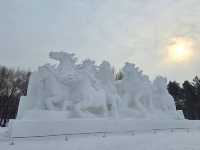 Sun Island Delight: Snow Sculptures and Winter Fun