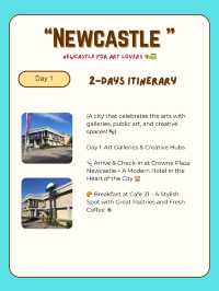 Newcastle itinerary for Art Lovers 🎨🖼️