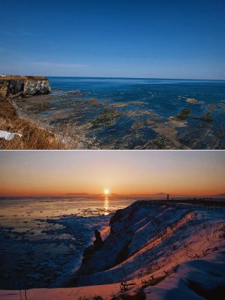 カメラに満ちた一つの景色、ここは北海道の絶景、能取岬です