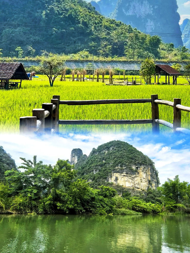 邊度嘅竹筏可以載住山歌，喺峰林同稻田織成嘅畫裏面慢慢漂向黃昏？