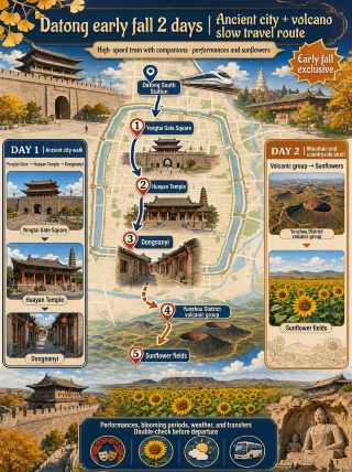 2 Days in Datong in Early Autumn | Ancient City Performances + Volcano & Sunflower Leisurely Tour