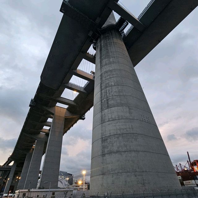 巨型橋底下看海景別具一番風味