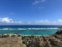 Hiking to the pillboxes in Hawaii.