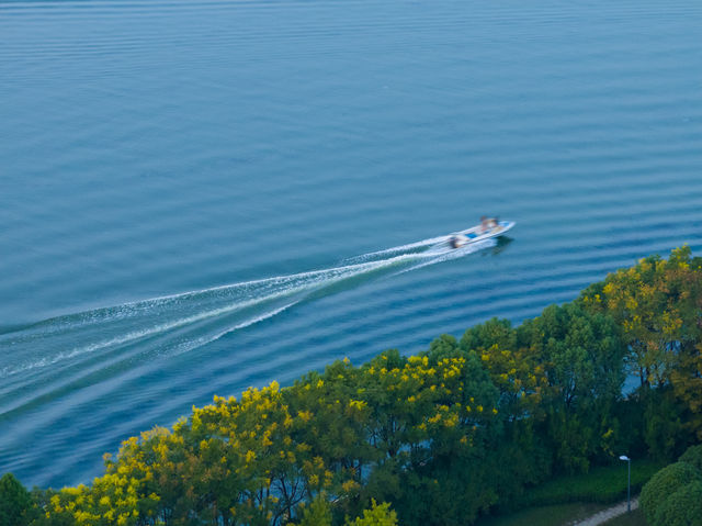 航拍陽澄湖半島自然風光