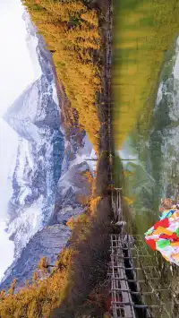 秋景封神的稻城亞丁,還看到了彩虹