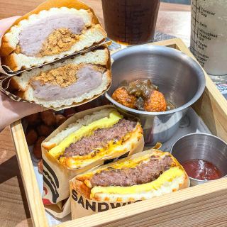 신베이 미식｜반차오 맛있는 햄버그 스테이크, 타로 샌드위치.