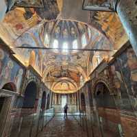 Looking at mosaics and frescoes in Kariye Mosque