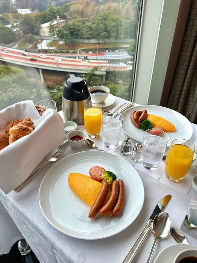 Elegant morning with room service at Hotel New Otani Tokyo