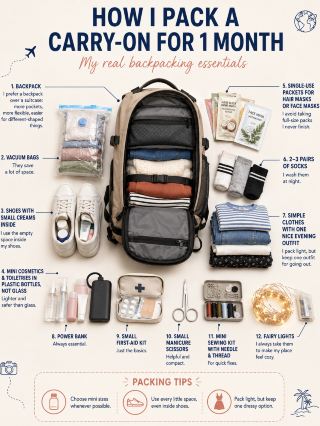 🎒 How I Pack a Carry-On for One Month