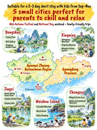5 hidden gem cities for a stress-free 2–3 day family getaway from September to November