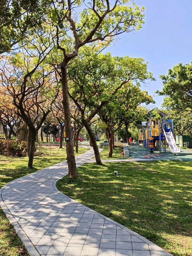 台中沙鹿鎮立公園公園旁的大型籃球場成為年輕人聚集的熱點