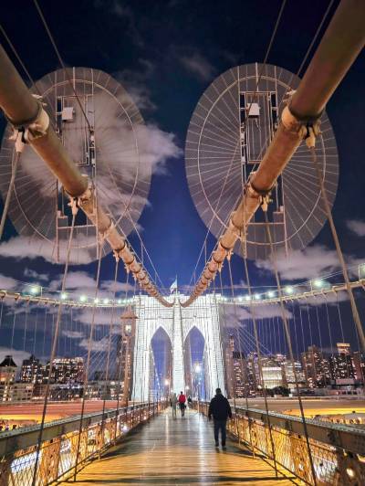 ブルックリンブリッジとWTCのパルスライト New New York Manhattan Fiber Picture Light w/ Clock