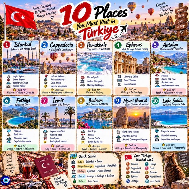 🇹🇷 10 Places You Must Visit in Türkiye ✈️