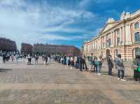 People standing for a Belgian waffles 