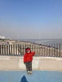 自駕天津東疆親海公園，帶娃看海鷗
