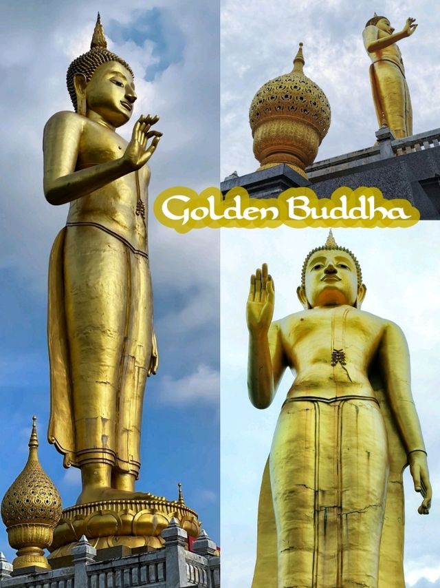 A colossal standing Golden Buddha in Hatyai