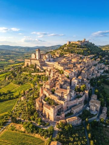 アッシジ風景 アッシジ：イタリア中部の美しい中世の山街、聖フランシスコの故郷