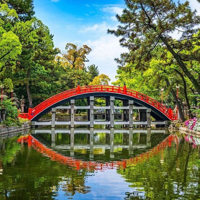 the beautiful bridge and its' reflection