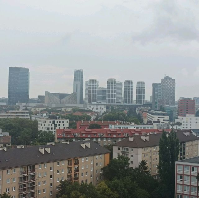 Bratislava view to skyscapers and castle