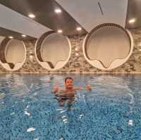 Beautiful indoors pool at our hotel