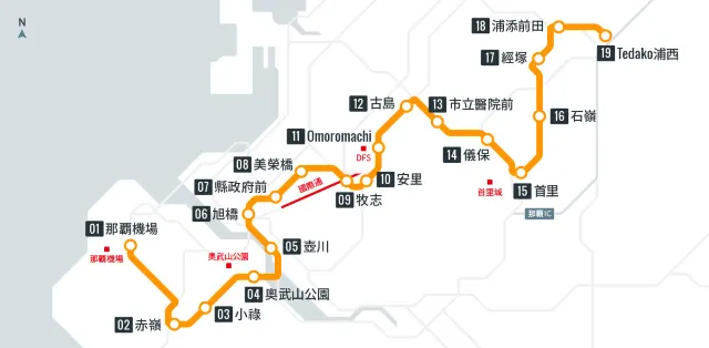 沖繩自由行單軌電車路線圖