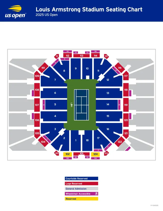 美網2025 路易斯阿姆斯壯球場座位圖