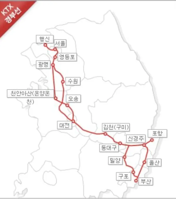 대전 KTX 노선도