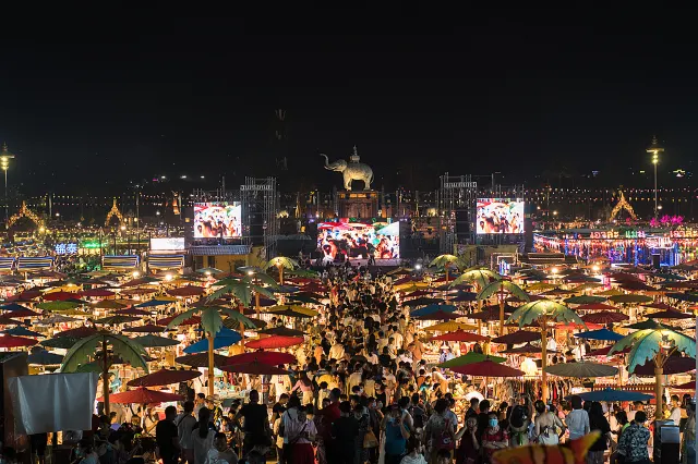 xishuangbanna china gaozhuang night market aerial view