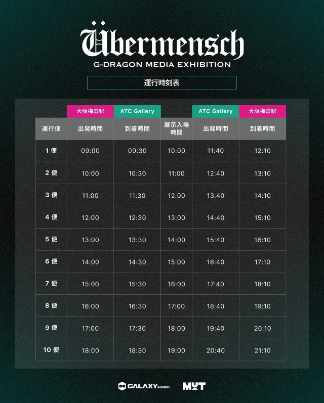 「Übermensch EXPRESS」運行時刻表