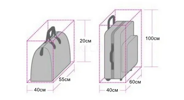 Размер ручной клади и багажа авиакомпании