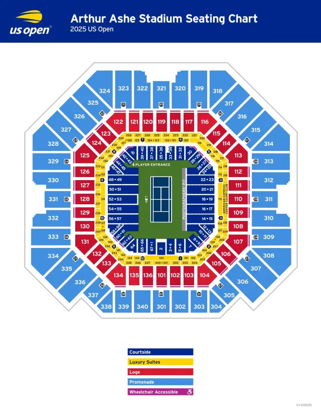 美網2025 亞瑟阿許球場座位圖