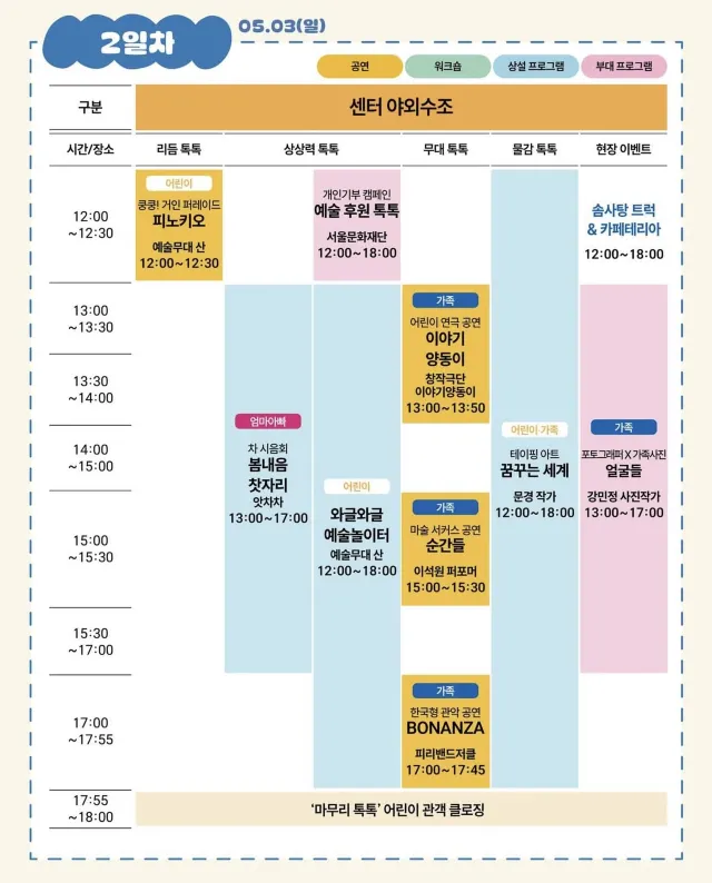 2026 어린이 가족 예술축제《톡톡》  일정