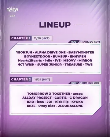 MAMA香港2025 主持人&表演陣容一覽