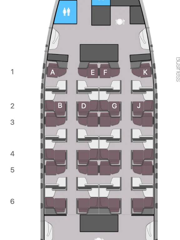 Схема мест в Qatar Airways Qsuite
