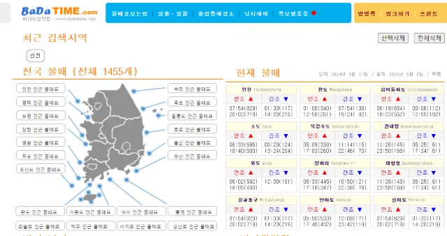 서해안 물때표