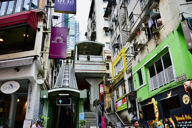 the Central-Mid-Levels Escalators entrance in Hong Kong
