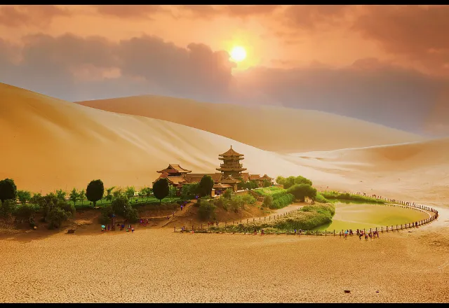 crescent lake oasis dunhuang china