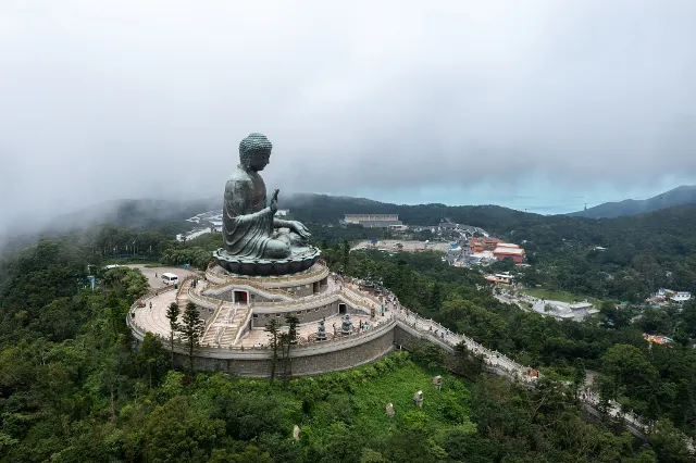 Hong Kong the Big Buddha and Po Lin Monastery view from the cable car