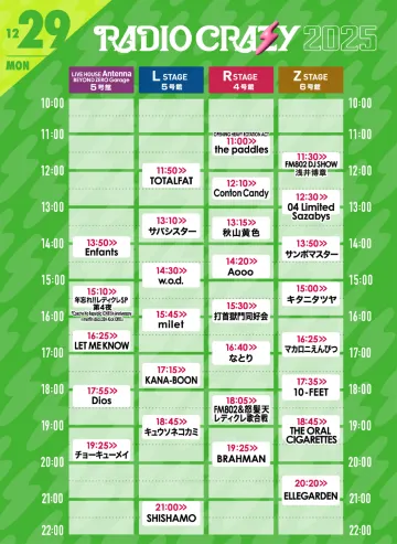 レディクレ2025】全出演アーティスト＆タイムテーブル公開！12/26〜12