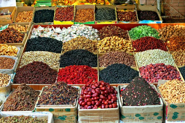 kashgar market dry fruit display