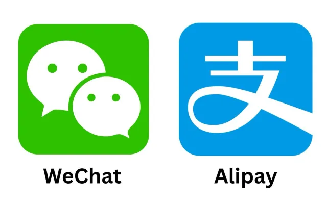логотипы электронных кошельков Китая Alipay и WeChat