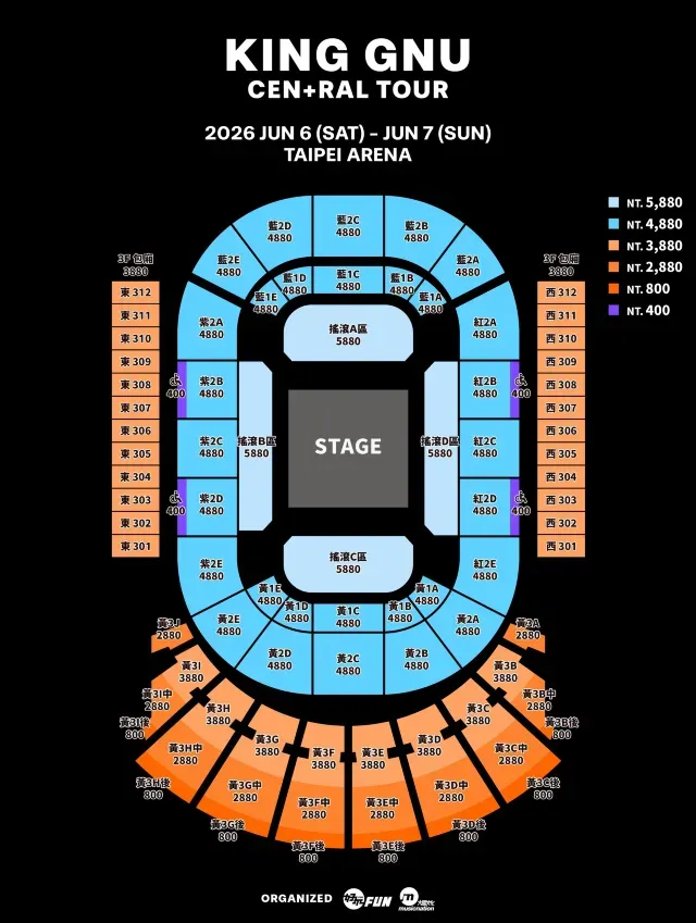 King Gnu演唱會2026座位圖