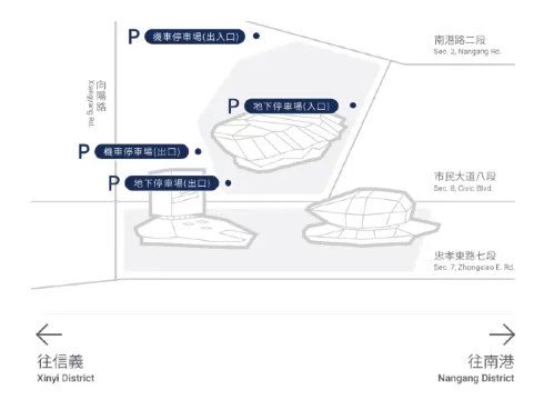 臺北流行音樂中心汽車停車場示意圖